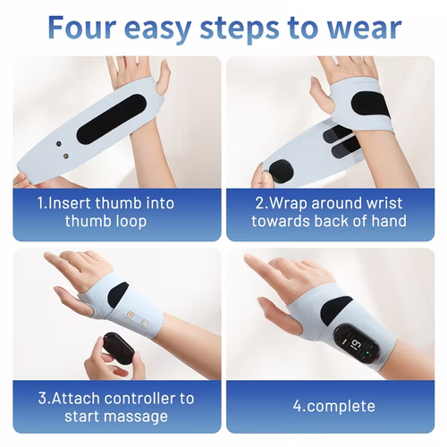 EMS Smart Adjustable Hand Wrist Massage Instrument Wrist Hot Compress Tendon Sheath Full Wrist Electric Massager