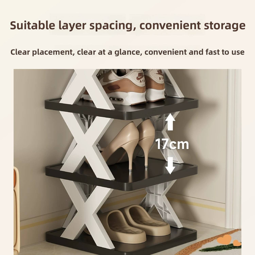 Modern 9-tier foldable Nordic-style shoe rack made of PP material—compact and space-saving, ideal for entryways.