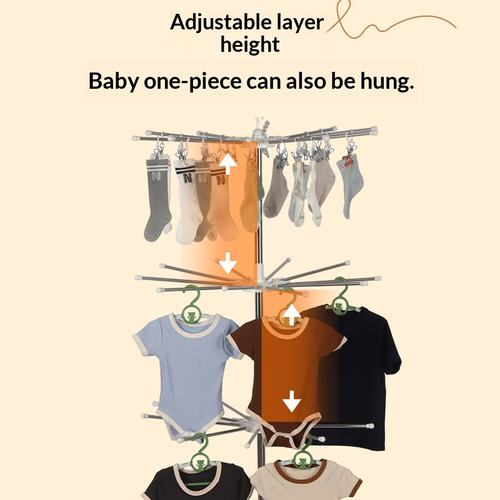 3 Layers Folding Hanging Cloth Drying Racks Rotating Garment Rack towel Rack Drying newborn and infant clothing