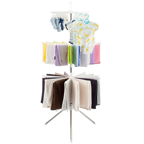 3 Layers Folding Hanging Cloth Drying Racks Rotating Garment Rack towel Rack Drying newborn and infant clothing