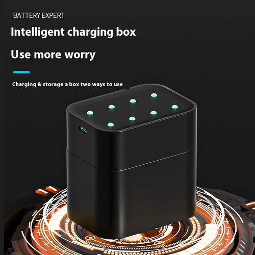 Rechargeable AA Lithium Battery Charger (8-Pack, 3600mWh) with 8-Slot Storage Case – 1.5V, 2A Output