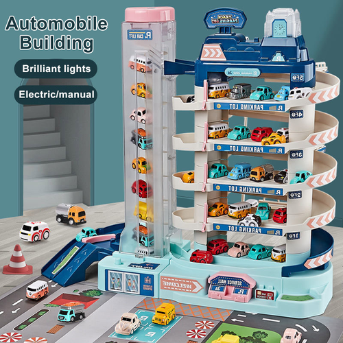 City Car Park Building Car Building Adventure Rail Car Electric Children Parking Lot Toys Mini Parking Lot Model Toy