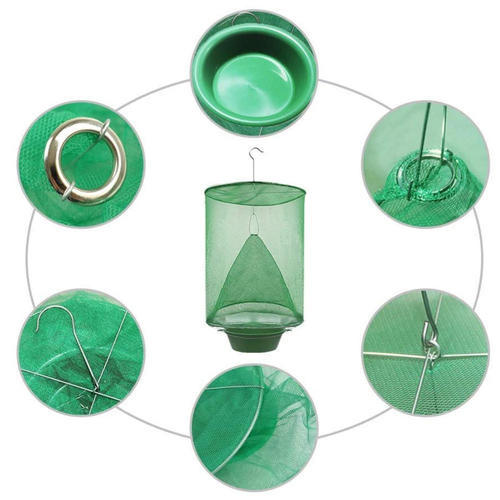 3-pack, includes 15 packs of bait.Portable Folding Wasp Mesh Trap Weatherproof Hanging Hornet Catcher for Patio and Vineyard Use