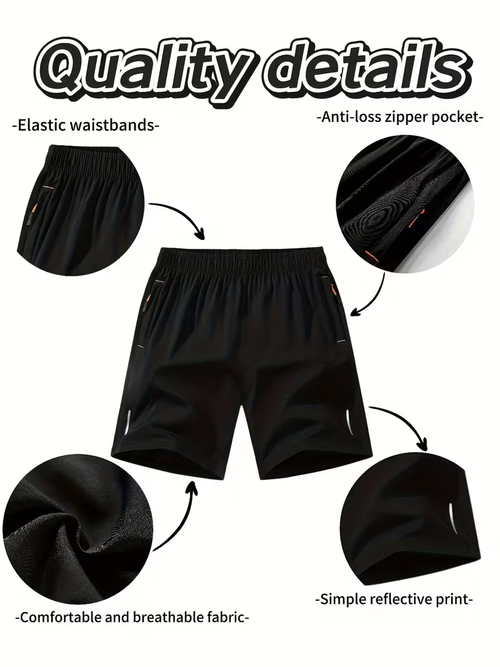 3 Pack Men's Lightweight Summer Athletic Shorts Loose Fit Plus Size Breathable Stylish Black Gray Dark Blue