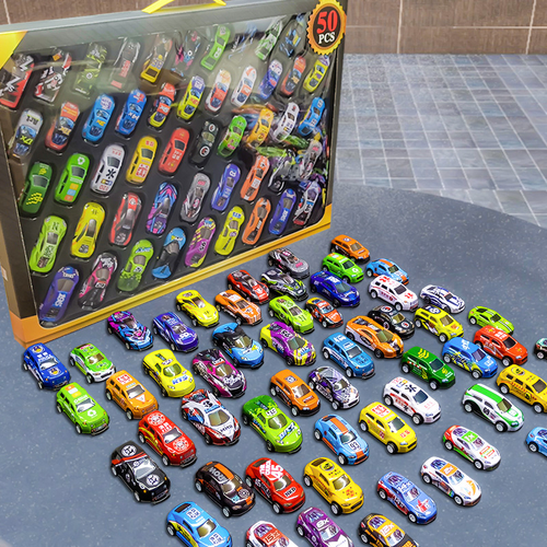 Multifunctional Alloy Racing Car Toy (Pull-Back) — 50-Piece Deluxe Gift Set (1:64 Scale, Includes Plastic Accessories), Gift for Kids