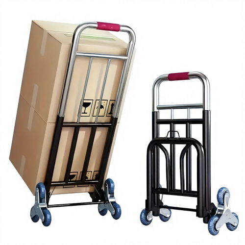 Iron Stair Climbing Cart Foldable Handle Heavy Duty Luggage & Building Material Transport Portable Household Use