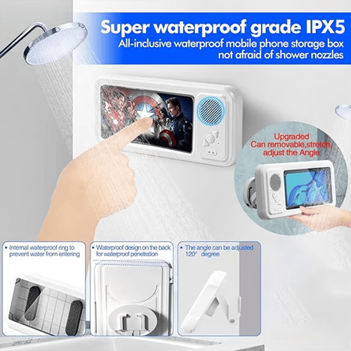 🔥Shower Phone Holder with Wireless Bluetooth Speaker