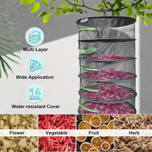 Convenient Durable 2-6 Layer Folding Mesh Hanging Basket Dryer Net Breathable Herb Drying Rack Space-Saving Clothing Food