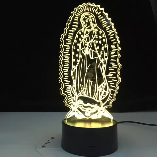 RGB Touch Control Night Light Lamp ABS Base USB Charge 3D Jesus Series Acrylic LED Optical Illusion Lights