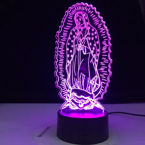 RGB Touch Control Night Light Lamp ABS Base USB Charge 3D Jesus Series Acrylic LED Optical Illusion Lights
