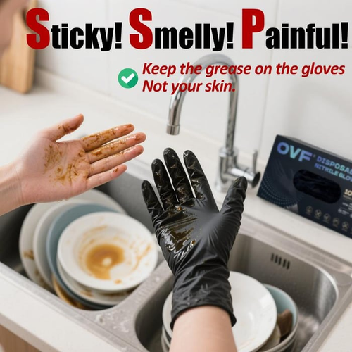 Black powder-free nitrile gloves, latex-free, with anti-slip function, 100 gloves2 boxes