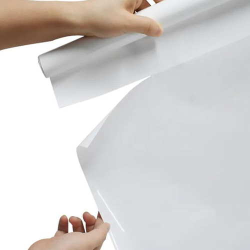 Large electrostatic whiteboard sheet washable surface compatible with whiteboard markers and erasers (60cm x 10m).