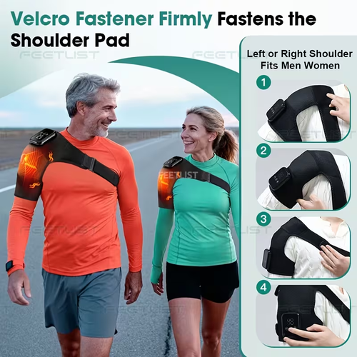 Wireless Shoulder Heater, Electric Heating and Vibration Function, for the Shoulders, 3 Heating and Vibration Modes, No Need to Plug in - with LED Touchscreen