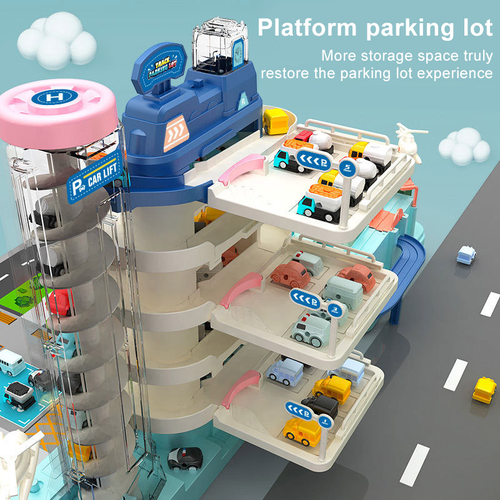 City Car Park Building Car Building Adventure Rail Car Electric Children Parking Lot Toys Mini Parking Lot Model Toy