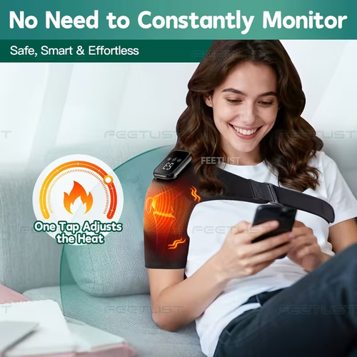 Wireless Shoulder Heater, Electric Heating and Vibration Function, for the Shoulders, 3 Heating and Vibration Modes, No Need to Plug in - with LED Touchscreen