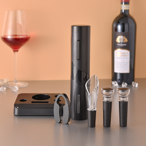 Rechargeable Corkscrew Electric Wine Opener Gift Set with Foil Cutter and Pourer Bottle Stopper
