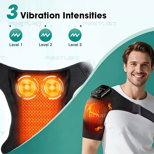 Wireless Shoulder Heater, Electric Heating and Vibration Function, for the Shoulders, 3 Heating and Vibration Modes, No Need to Plug in - with LED Touchscreen