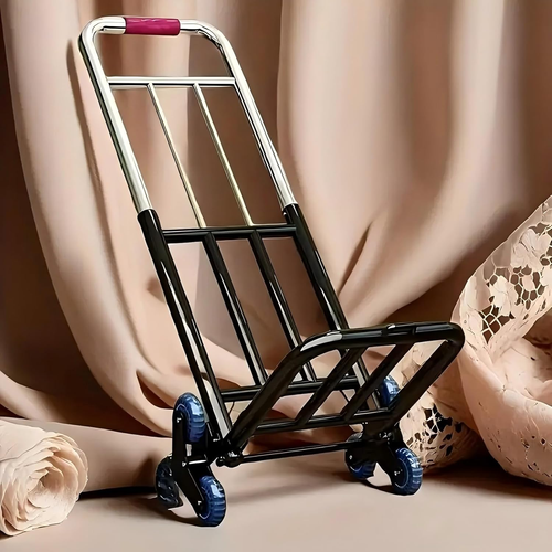 Iron Stair Climbing Cart Foldable Handle Heavy Duty Luggage & Building Material Transport Portable Household Use