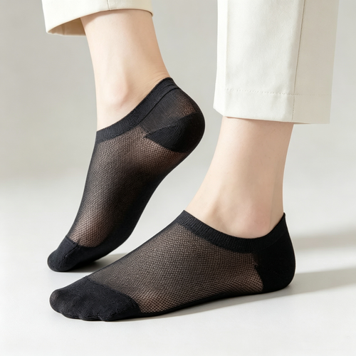 Solid Low Cut Socks Men Casual Knitted Ankle Socks Breathable Sweat-absorbent Non-Slip Cotton Socks