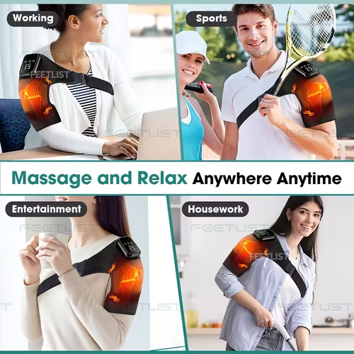 Wireless Shoulder Heater, Electric Heating and Vibration Function, for the Shoulders, 3 Heating and Vibration Modes, No Need to Plug in - with LED Touchscreen