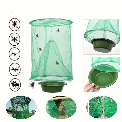 3-pack, includes 15 packs of bait.Portable Folding Wasp Mesh Trap Weatherproof Hanging Hornet Catcher for Patio and Vineyard Use