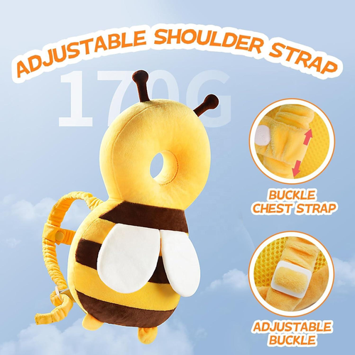 Baby's Fall-Proof Adjustable Head Protector Infant's Toddler Walking Anti-Impact Child Safety Aid Bee pattern