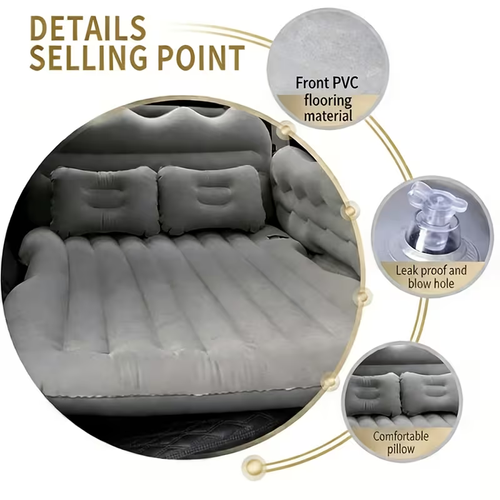 Inflatable Air Mattress Camping Bed Cushion Pillow Car Air Bed with Air Pump Portable Sleeping Pad Mattress