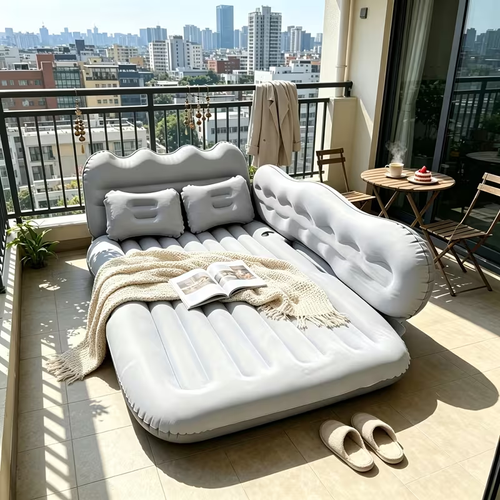 Inflatable Air Mattress Camping Bed Cushion Pillow Car Air Bed with Air Pump Portable Sleeping Pad Mattress