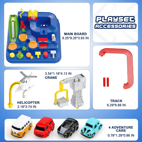 Plastic Car Adventure Race Track Toy with Train Parking Lot Inertia Sliding Vehicle Set Educational Puzzle Game
