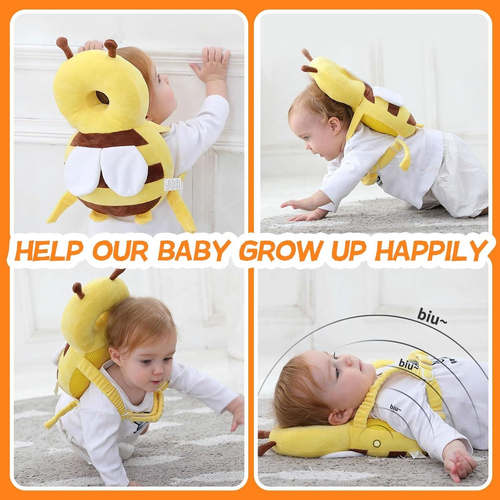 Baby's Fall-Proof Adjustable Head Protector Infant's Toddler Walking Anti-Impact Child Safety Aid Bee pattern