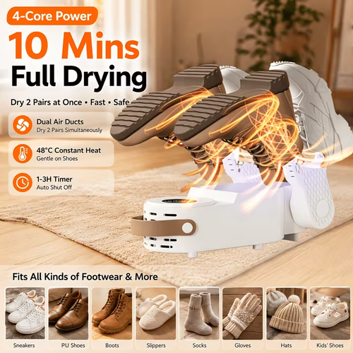 Four-bracket Design 3 in 1 Smart Shoe Dryer Dries Two Pairs of Shoes at a Time Antibacterial and Deodorizing
