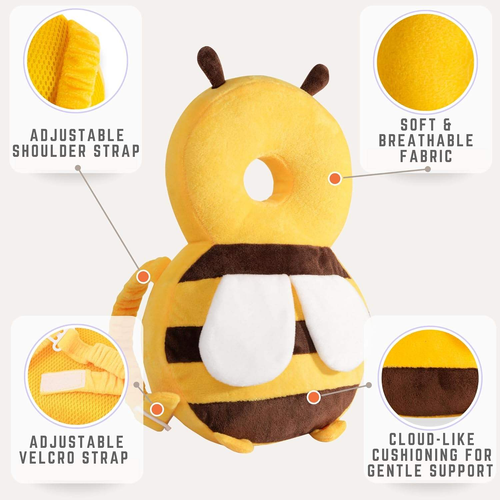 Baby's Fall-Proof Adjustable Head Protector Infant's Toddler Walking Anti-Impact Child Safety Aid Bee pattern