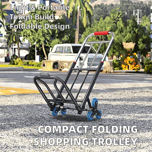 Iron Stair Climbing Cart Foldable Handle Heavy Duty Luggage & Building Material Transport Portable Household Use