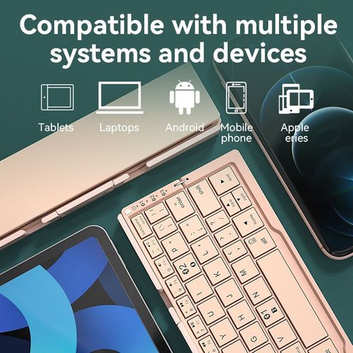 Bowknot Fan Ultra-thin Portable Foldable Bluetooth Wireless Keyboard with Office Hidden Stand