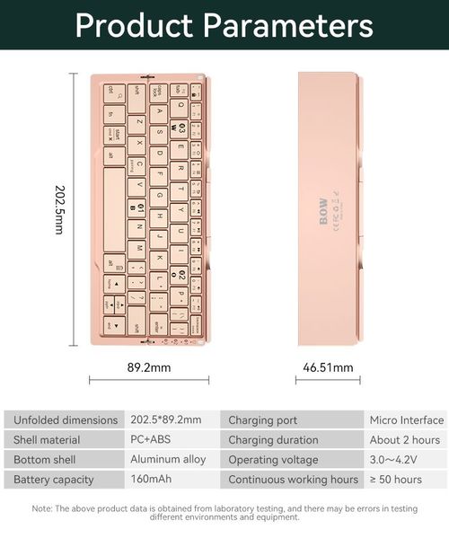 Bowknot Fan Ultra-thin Portable Foldable Bluetooth Wireless Keyboard with Office Hidden Stand