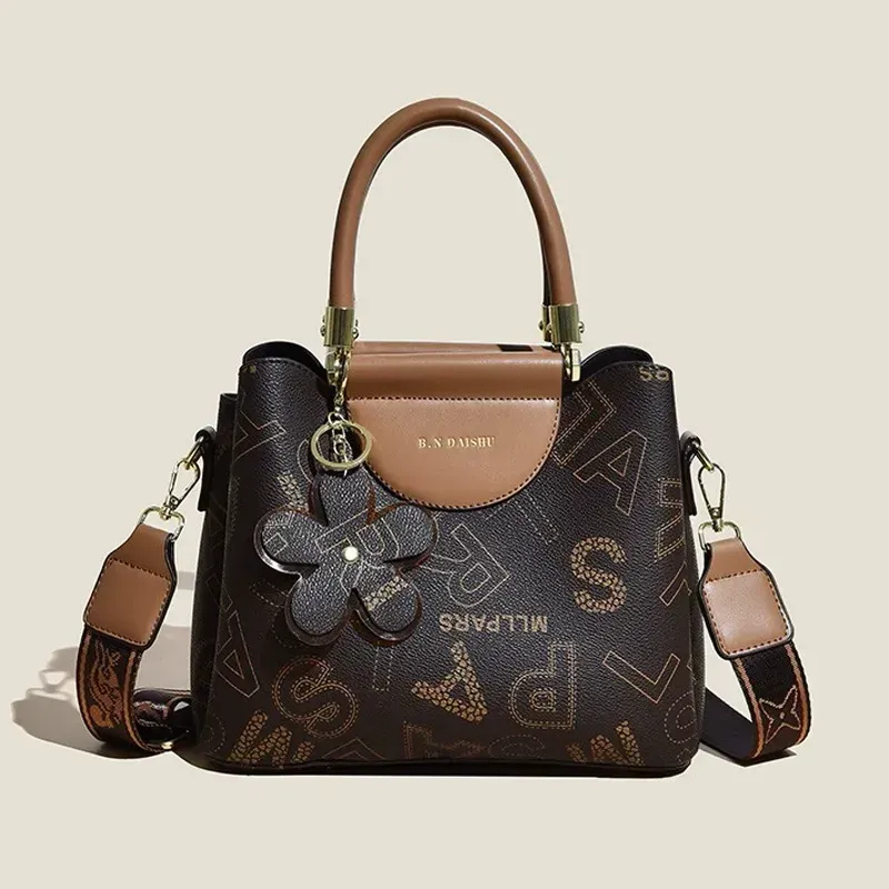 Retro Printed Women's Handbag Fashion Commuter Large Capacity Tote Bag Versatile Multi-layer Shoulder Crossbody Bag 17 sales