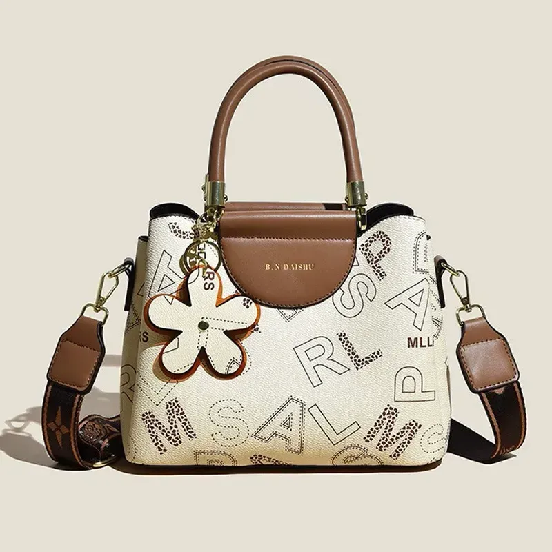 Retro Printed Women's Handbag Fashion Commuter Large Capacity Tote Bag Versatile Multi-layer Shoulder Crossbody Bag 17 sales