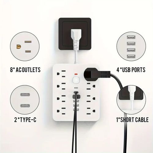 14-in-1 power socket - with overload protection and one-touch control switch