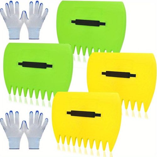 A pair of hand rakes with claws, durable plastic leaf shovels for garden yard lawn cleaning