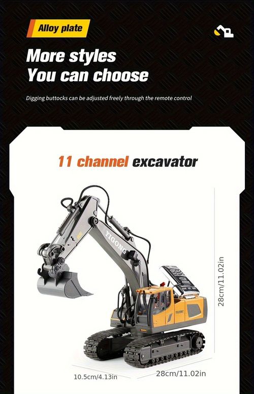 2.4G remote control high-tech 11-channel remote control excavator alloy plastic engineering vehicle electronic toy