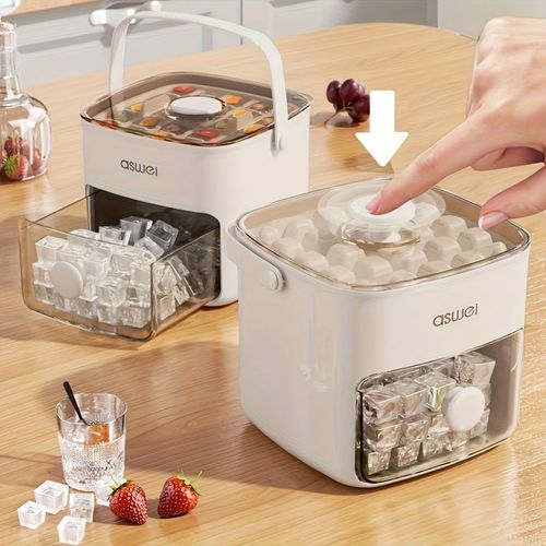 Easy Press Ice Cube Molds - Large Capacity, Double Layer 48 Ice Cubes
