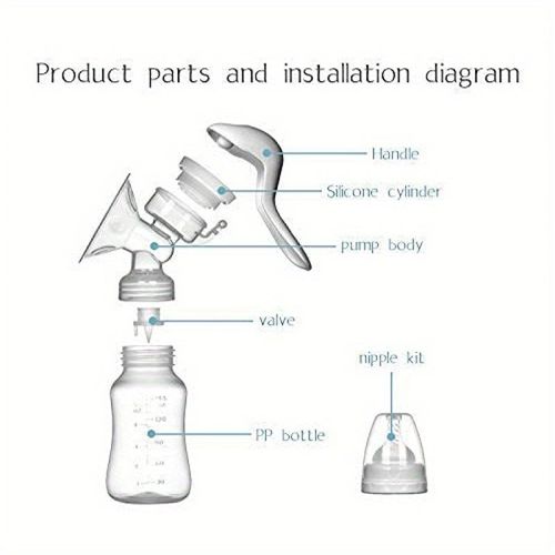 Portable Manual Breast Pump - Adjustable Suction Silicone Hand Pump, Convenient for Breastfeeding, Compact and Portable