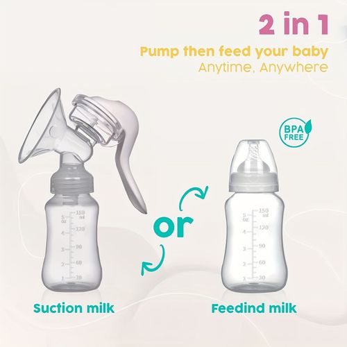 Portable Manual Breast Pump - Adjustable Suction Silicone Hand Pump, Convenient for Breastfeeding, Compact and Portable
