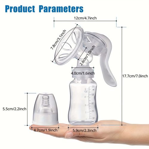 Portable Manual Breast Pump - Adjustable Suction Silicone Hand Pump, Convenient for Breastfeeding, Compact and Portable