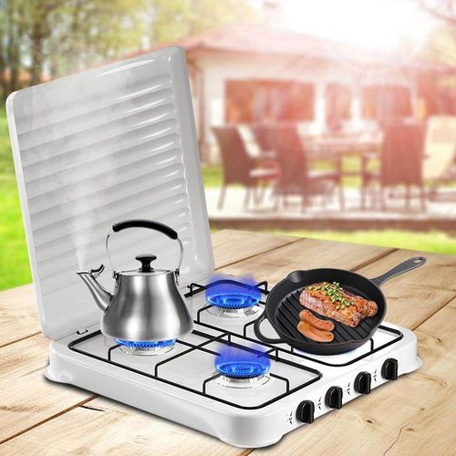 Gas Stove 4 Burner With Enamel Lid - White