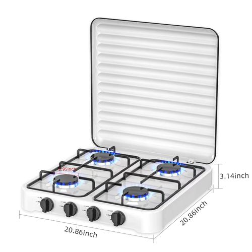 Gas Stove 4 Burner With Enamel Lid - White