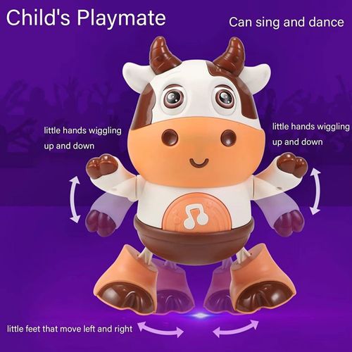 JumonHot Cow Musical Toy, Early Childhood Educational Learning Toy with LED Lights and Music