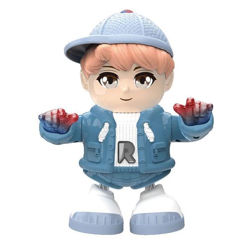 Electronic music cartoon doll dancing cool girl boy toy with light music