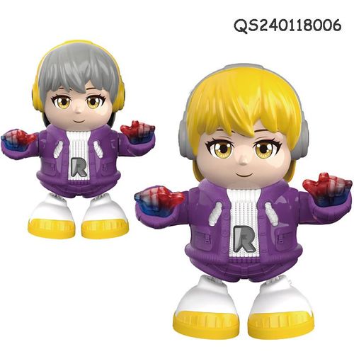 Electronic music cartoon doll dancing cool girl boy toy with light music