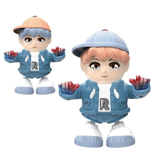 Electronic music cartoon doll dancing cool girl boy toy with light music